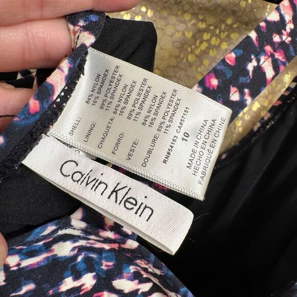 Calvin Klein Blue Black Starry Night Starburst Pattern One Piece Swimsuit Size 1 - Picture 7 of 11